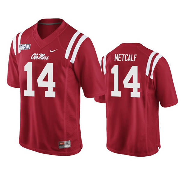 Men's Ole Miss Rebels #14 D.K. Metcalf Red Stitched NCAA Jersey